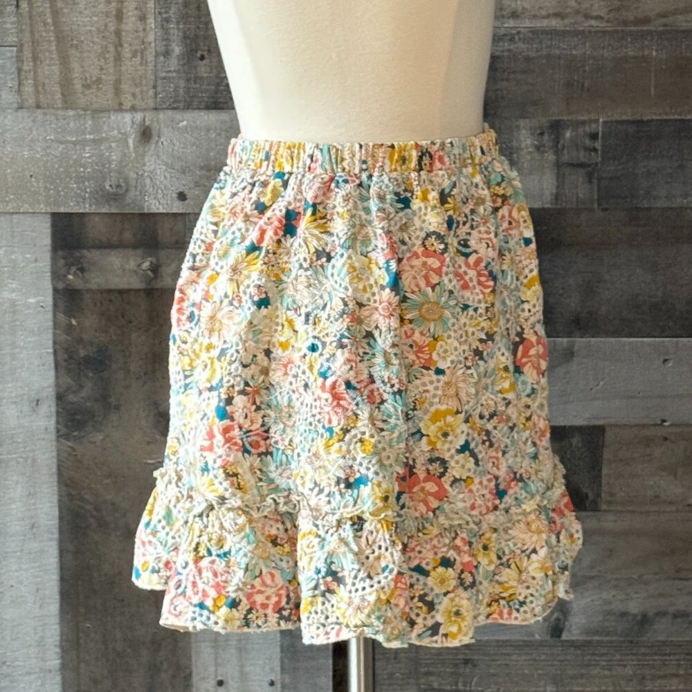Pastel floral skirt paisley embroidery large cottagecore garden party summer - Picture 5 of 10